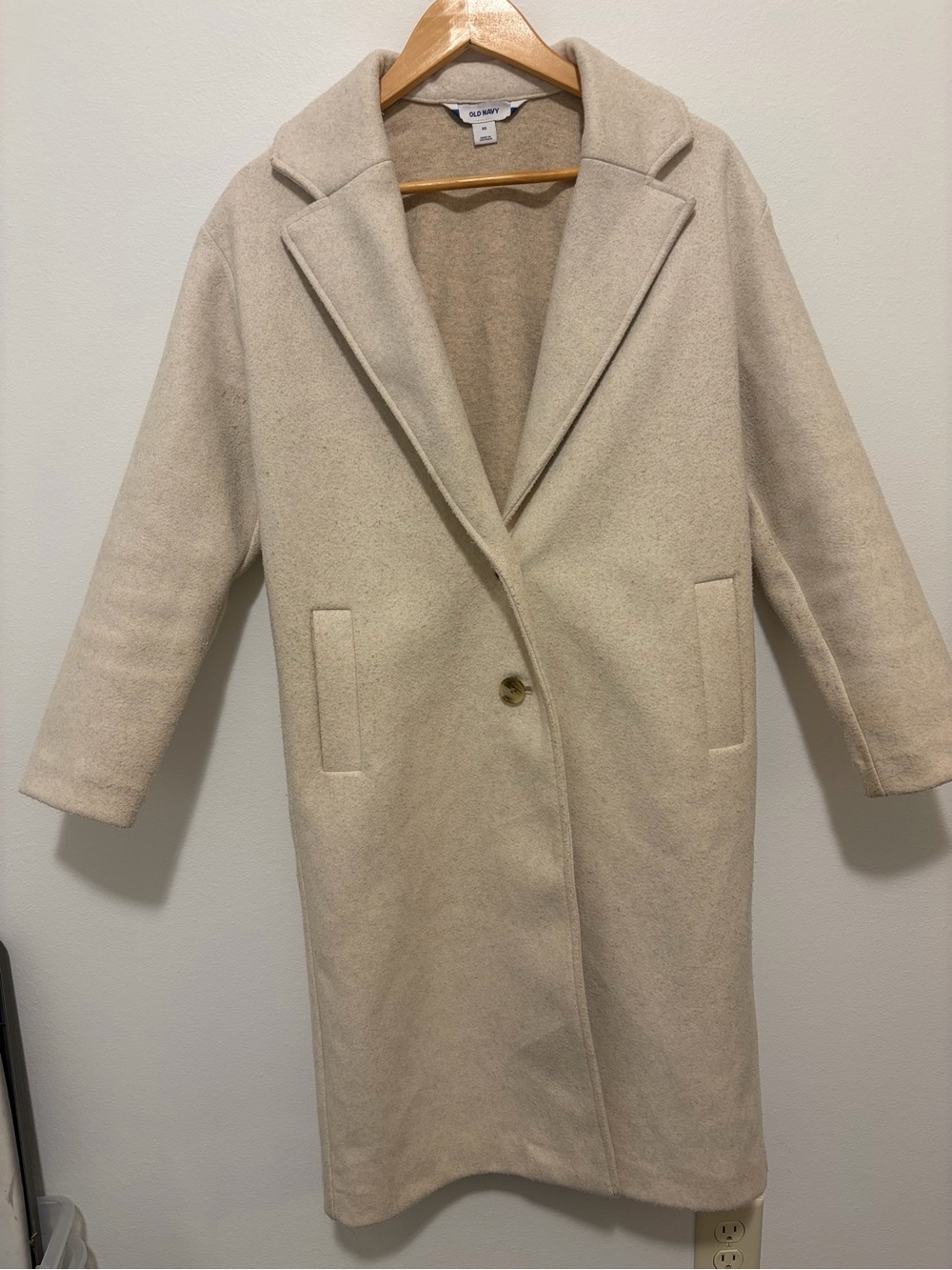 Old Navy Beige Trench-Style Wool-Blend Coat